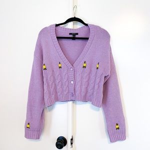 lavender embroidered cardigan